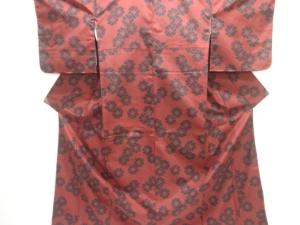 未使用品　花模様織出し十日町紬着物アンサンブル